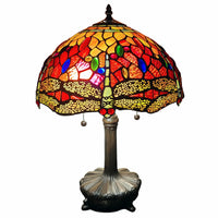 20" Stained Glass Two Light Dragonfly Accent Table Lamp