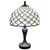 19" Tiffany Style Jeweled Glass Shade Table Lamp