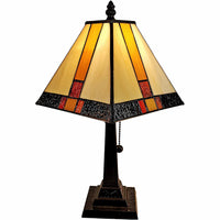 15" Tiffany Amber and Black Mission Style Table Lamp