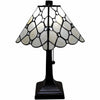 15" Tiffany Style White Stained Glass with Crystals Table Lamp