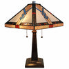 23" Stained Glass Stained Glass Antique Two Light Mission Style Table Lamp