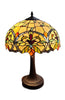 23" Stained Glass Two Light Jeweled Floral Table Lamp