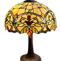 23" Stained Glass Two Light Jeweled Floral Table Lamp