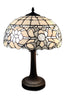 23" Stained Glass Two Light Jeweled Vintage Accent Table Lamp