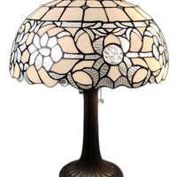 23" Stained Glass Two Light Jeweled Vintage Accent Table Lamp