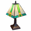 15" Tiffany Cream and Green Mission Style Table Lamp