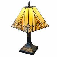 15" Tiffany Yellow and Amber Mission Style Table Lamp