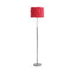 63" Steel Traditional Shaped Floor Lamp With Red Drum Shade