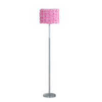 63" Steel Traditional Shaped Floor Lamp With Pink Drum Shade