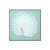 White Peacock on Green Gold Floater Frame Canvas Wall Art