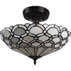 Black and Gray Two Light Tiffany Style Semi Flush Dimmable Ceiling LIght