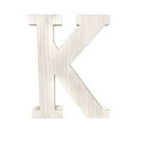 16" Distressed White Wash Wooden Initial Letter K Sculpture