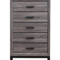 31" Grey Solid Wood Five Drawer Standard Chest