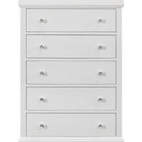 31" Metallic White Solid Wood Five Drawer Standard Chest