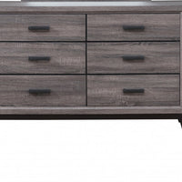 58" Grey Solid Wood Six Drawer Double Dresser