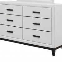 58" White Solid Wood Six Drawer Double Dresser