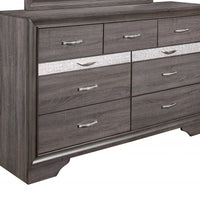 62" Grey Solid Wood Nine Drawer Double Dresser