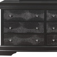 58" Metallic Grey Solid Wood Six Drawer Double Dresser