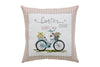 17" X 17" Light Pink Checkered Easter Bunny on Bicycle Throw Pillow