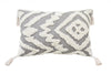 13" X 20" Grey And White Abstract Zippered Polyester Throw Pillow With Tassels