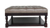 34.5" Dark Grey and Dark Brown Tufted Leather Coffee Table