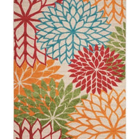 10' X 13' Green Floral Non Skid Indoor Outdoor Area Rug