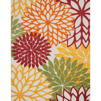 9' X 12' Red Floral Non Skid Indoor Outdoor Area Rug