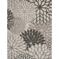 10' X 13' Silver Grey Floral Non Skid Indoor Outdoor Area Rug