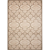 10' X 13' Cream Ikat Non Skid Indoor Outdoor Area Rug