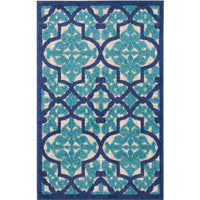 10' X 13' Navy Ikat Non Skid Indoor Outdoor Area Rug