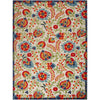 10' X 13' Beige Orange And Red Toile Non Skid Indoor Outdoor Area Rug