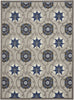 10' X 13' Grey And Blue Floral Non Skid Indoor Outdoor Area Rug