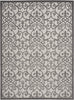 10' X 13' Grey And Charcoal Damask Non Skid Indoor Outdoor Area Rug