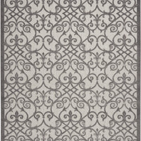 10' X 13' Grey And Charcoal Damask Non Skid Indoor Outdoor Area Rug