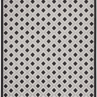 10' X 13' Black And White Gingham Non Skid Indoor Outdoor Area Rug