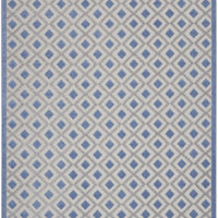 10' X 13' Blue And Grey Gingham Non Skid Indoor Outdoor Area Rug