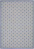 10' X 13' Blue And Grey Gingham Non Skid Indoor Outdoor Area Rug