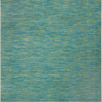 9' X 9' Blue And Green Square Striped Non Skid Indoor Outdoor Area Rug