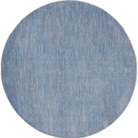 8' X 8' Blue And Grey Round Striped Non Skid Indoor Outdoor Area Rug