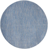 8' X 8' Blue And Grey Round Striped Non Skid Indoor Outdoor Area Rug