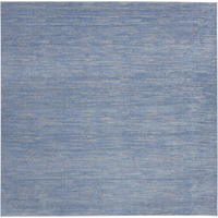 9' X 9' Blue And Grey Square Striped Non Skid Indoor Outdoor Area Rug