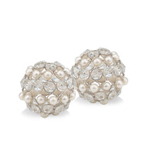 Set Of Two 3" Silver And Clear Faux Crystal Bling Decorative Orbs