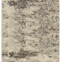 2' X 8' Ivory And Grey Abstract Power Loom Non Skid Runner Rug