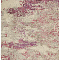 5' X 7' Ivory And Pink Abstract Power Loom Non Skid Area Rug