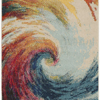 3' X 5' Wave Abstract Power Loom Non Skid Area Rug