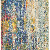 2' X 6' Blue And Yellow Abstract Power Loom Non Skid Area Rug