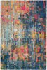 4' X 6' Blue And Yellow Abstract Power Loom Non Skid Area Rug