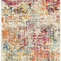 2' X 8' Pink Abstract Power Loom Distressed Non Skid Runner Rug