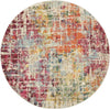 5' X 5' Pink Round Abstract Power Loom Distressed Non Skid Area Rug