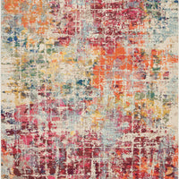 5' X 7' Pink Abstract Power Loom Distressed Non Skid Area Rug